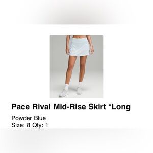 Lululemon skort size 8 long